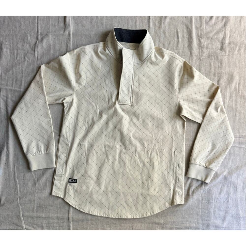 Bylt Elite+ Fairway Drop-Cut Pullover Men's Large Bone Grid AOP Quarter Zip
